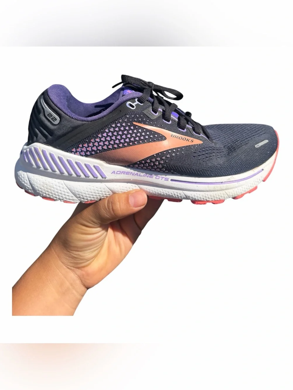 Brooks Women's Running Shoe in Navy with Pink and Purple Accents